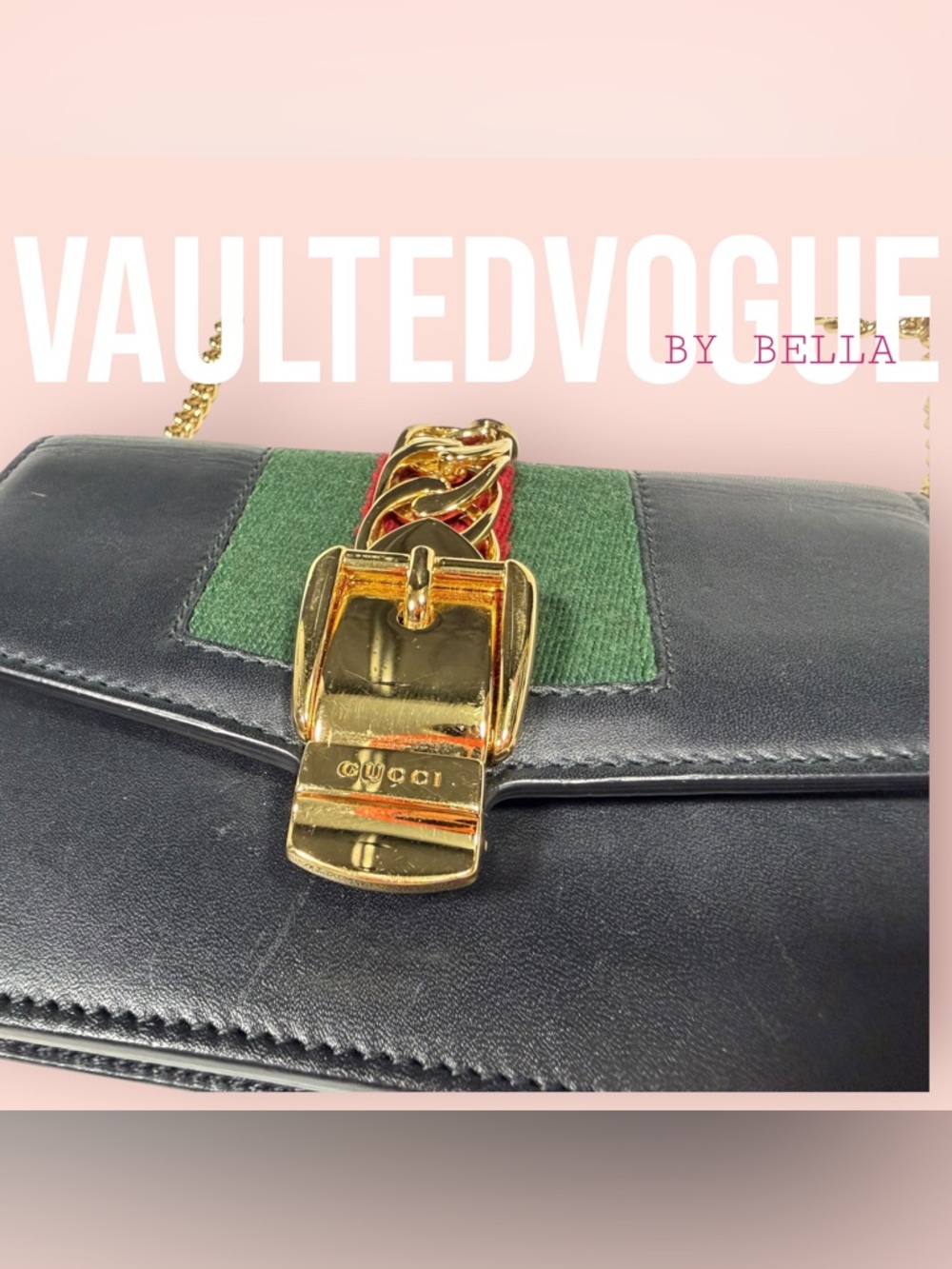 ✨Preloved GUCCI Web Stripe Chain Crossbody Bag ✨ - Picture 3 of 16
